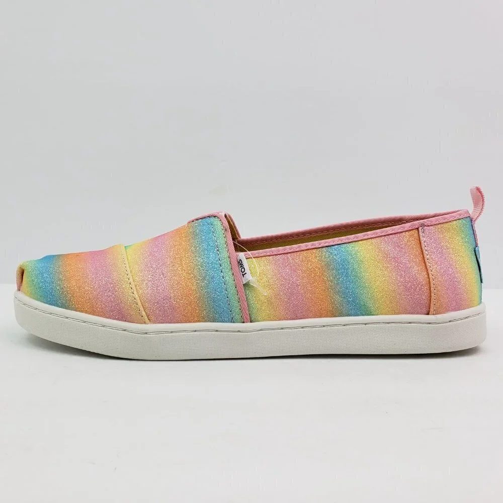 TOMS Glimmer Alpargata Girls Size 6Y Wms Sz 7.5 Candy Pink Gradient Glitter Shoe